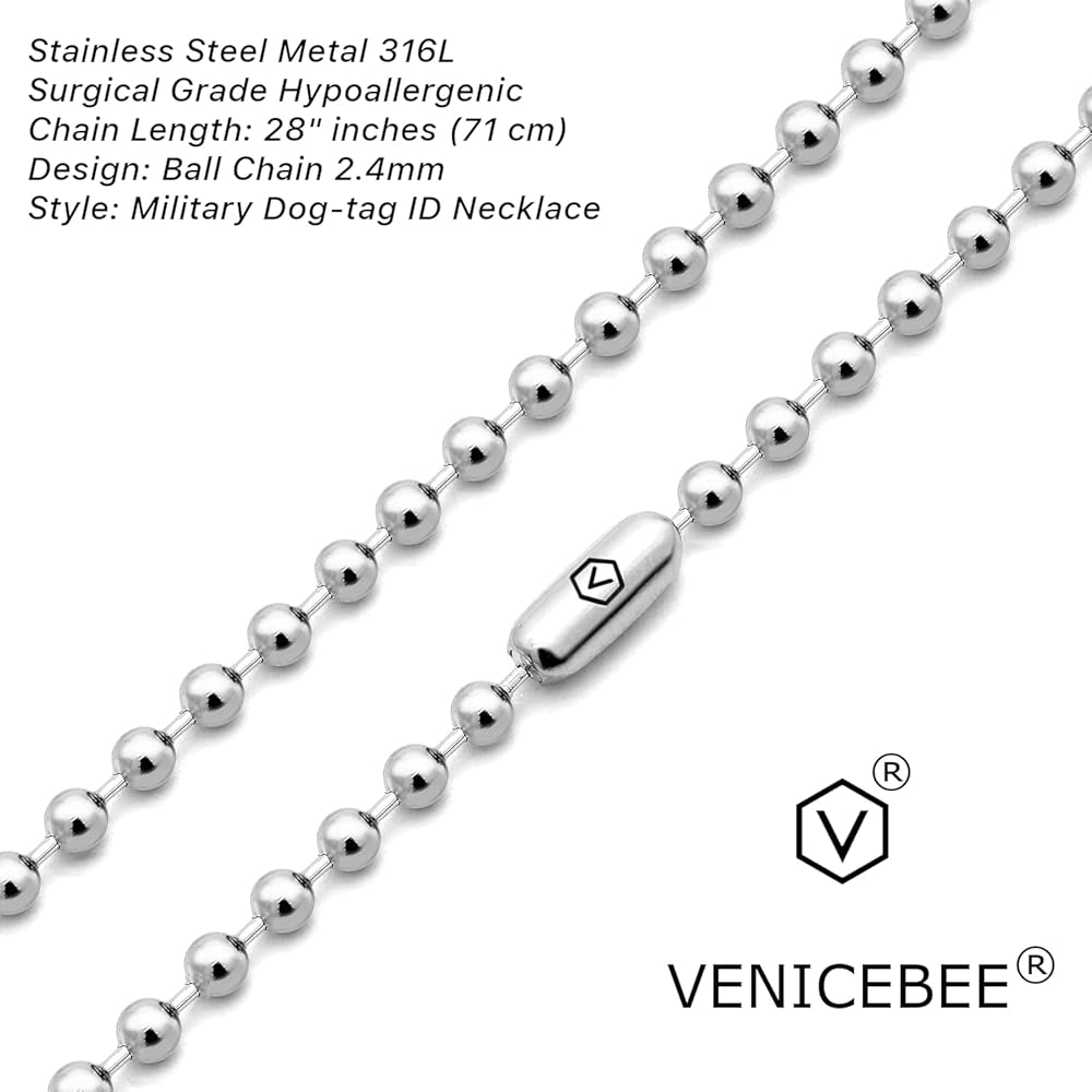 VENICEBEE® Best Stainless Steel Ball Chain Medical Grade